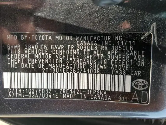 2011 TOYOTA COROLLA BASE  