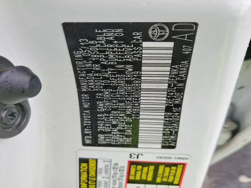 2013 TOYOTA COROLLA BASE  