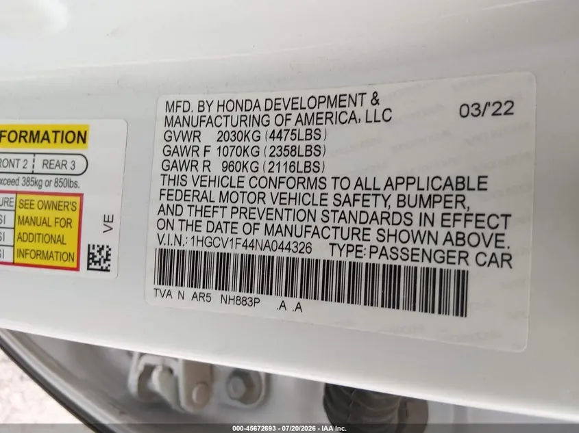 2022 HONDA ACCORD SPORT SPECIAL EDITION