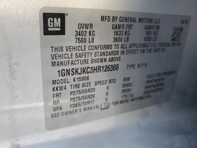 2017 CHEVROLET SUBURBAN K1500 PREMIER  