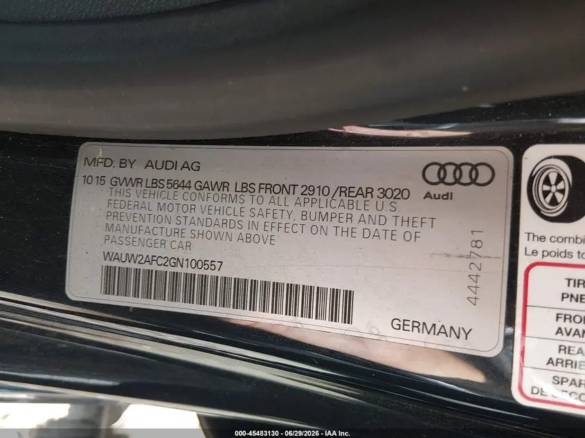 2016 AUDI S7 4.0T (S TRONIC) (NO LONGER AVAILABLE FOR ORDERING)