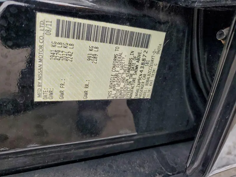 2012 NISSAN ALTIMA BASE  