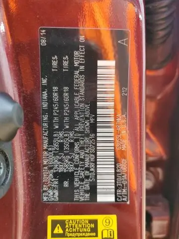 2015 TOYOTA HIGHLANDER XLE  