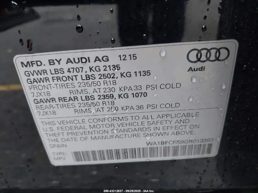 2016 AUDI Q3 2.0T PREMIUM PLUS