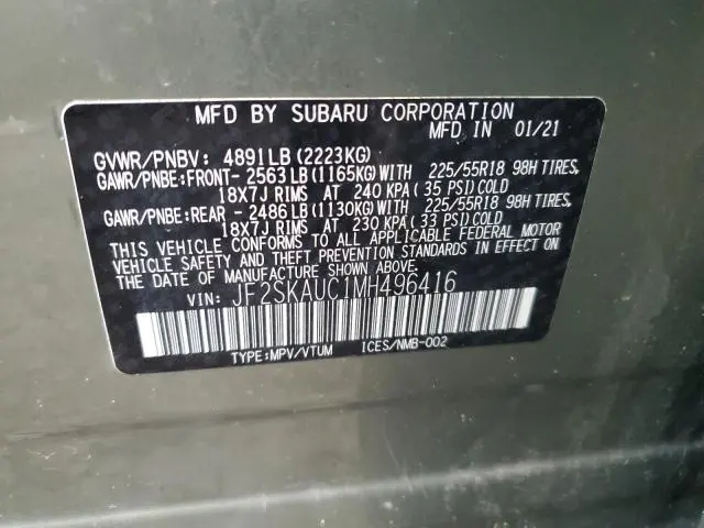 2021 SUBARU FORESTER LIMITED  