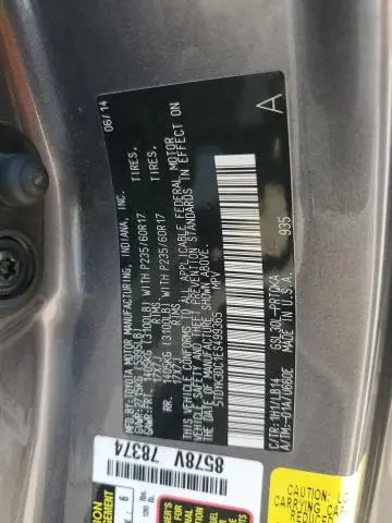 2014 TOYOTA SIENNA XLE  