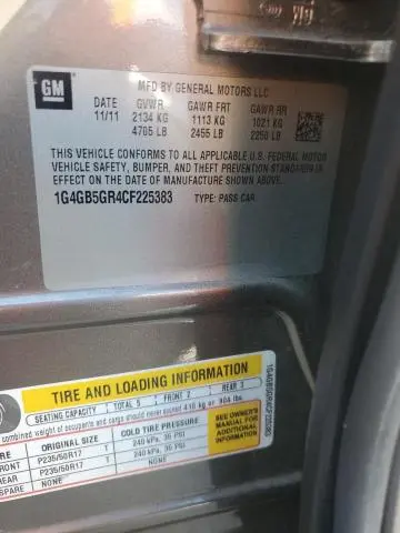 2012 BUICK LACROSSE CONVENIENCE  