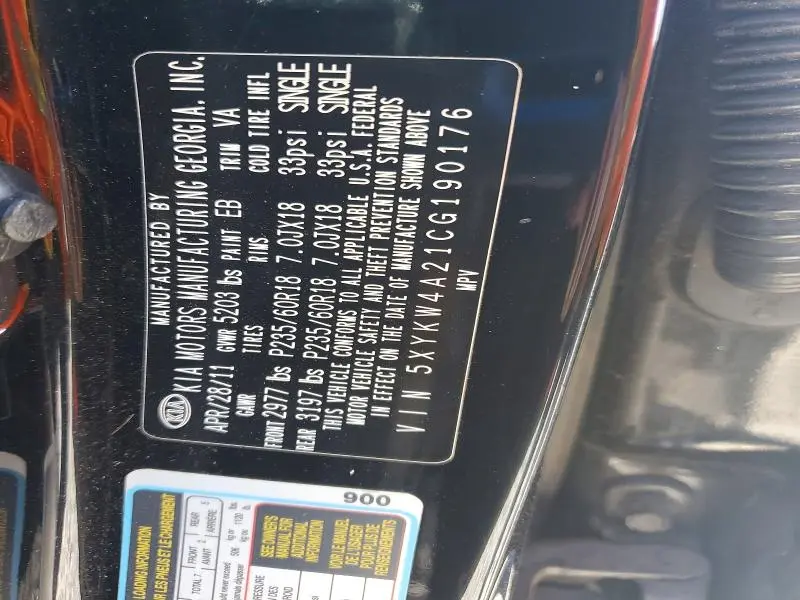 2012 KIA SORENTO SX  