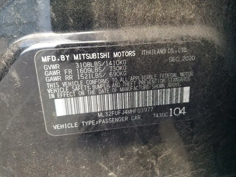 2021 MITSUBISHI MIRAGE G4 ES  