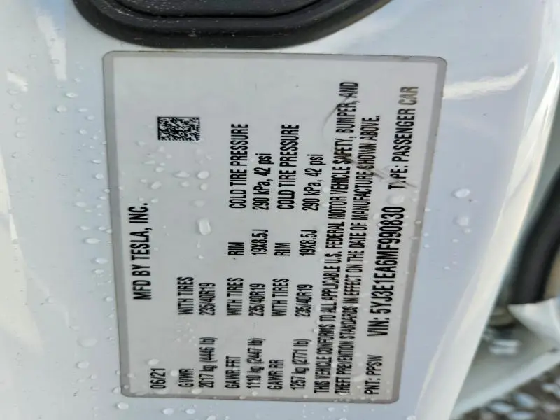 2021 TESLA MODEL 3   