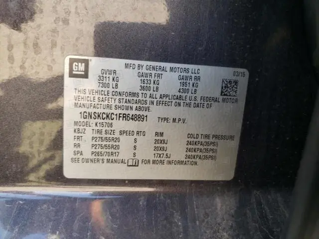 2015 CHEVROLET TAHOE K1500 LTZ  