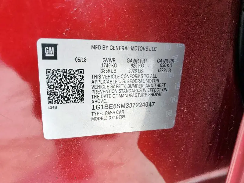 2018 CHEVROLET CRUZE LT  