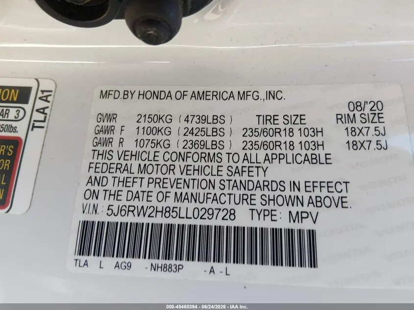 2020 HONDA CR-V AWD EX-L
