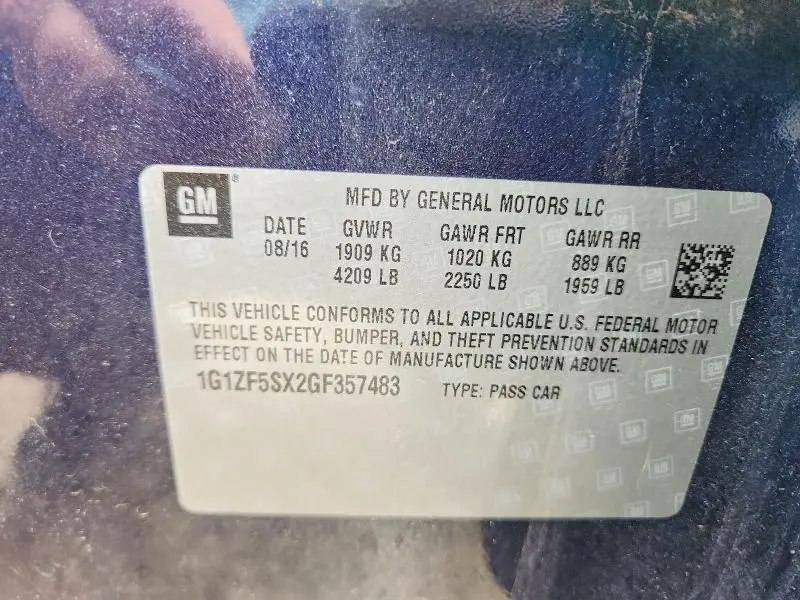2016 CHEVROLET MALIBU LT  