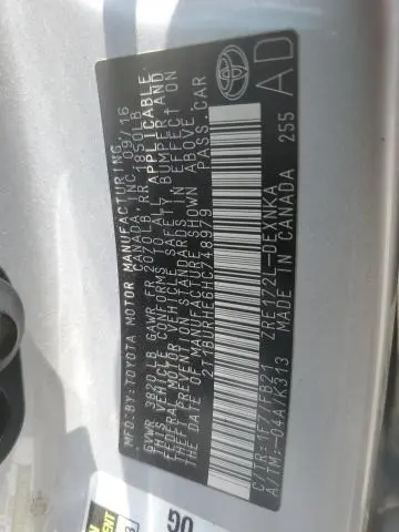 2017 TOYOTA COROLLA L  