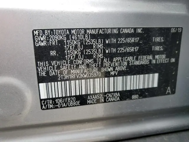 2019 TOYOTA RAV4 LE  