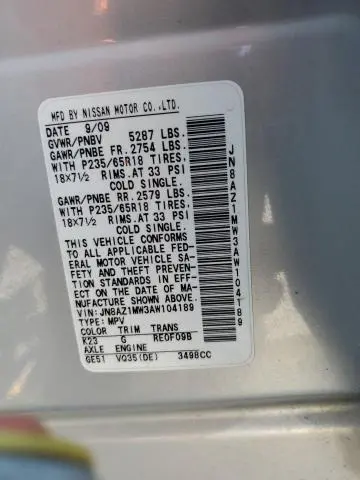 2010 NISSAN MURANO S  
