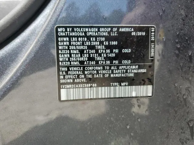 2019 VOLKSWAGEN ATLAS SEL  