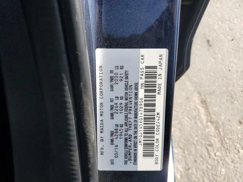 2016 MAZDA 6 TOURING  