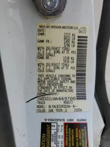 2022 NISSAN FRONTIER S