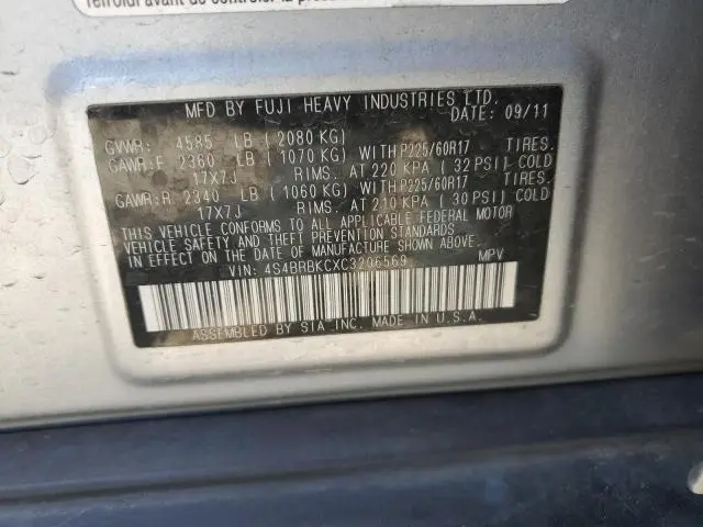 2012 SUBARU OUTBACK 2.5I LIMITED  