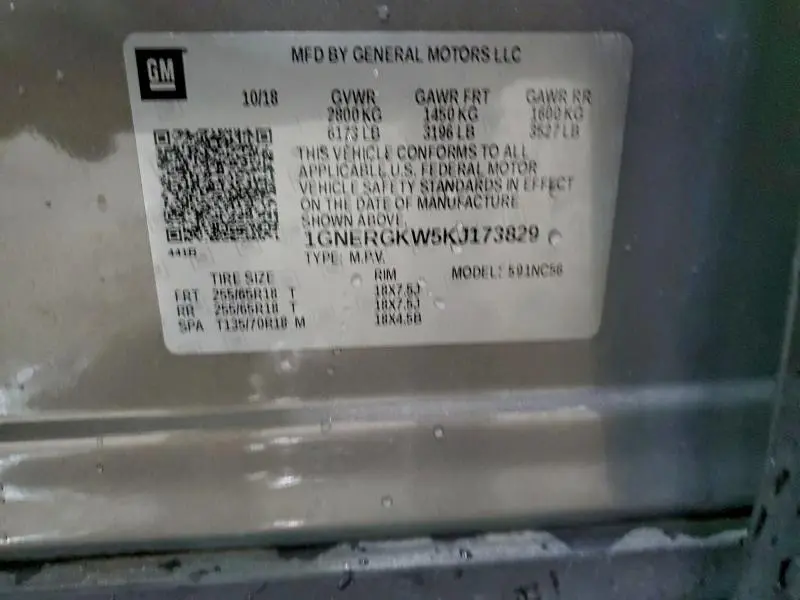 2019 CHEVROLET TRAVERSE LT  