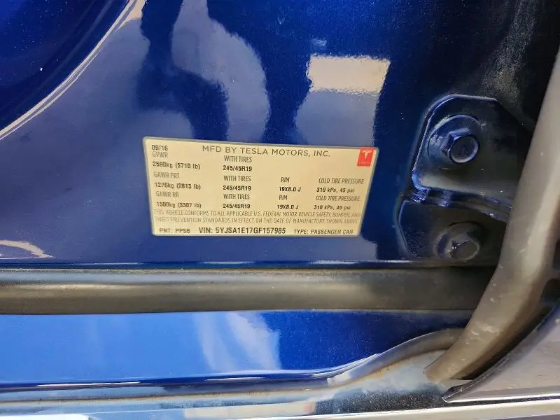 2016 TESLA MODEL S   
