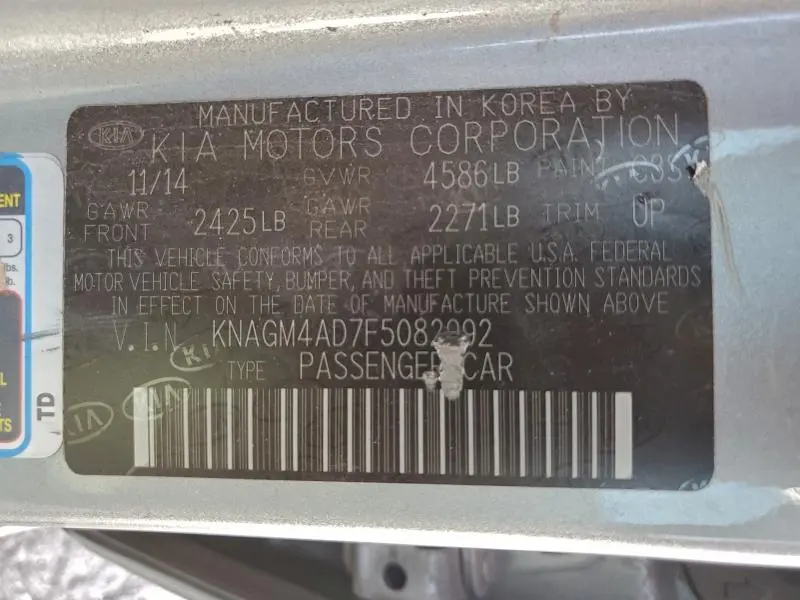 2015 KIA OPTIMA HYBRID  