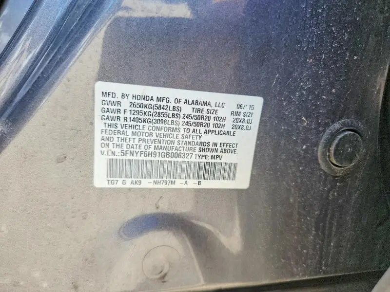 2016 HONDA PILOT TOURING  