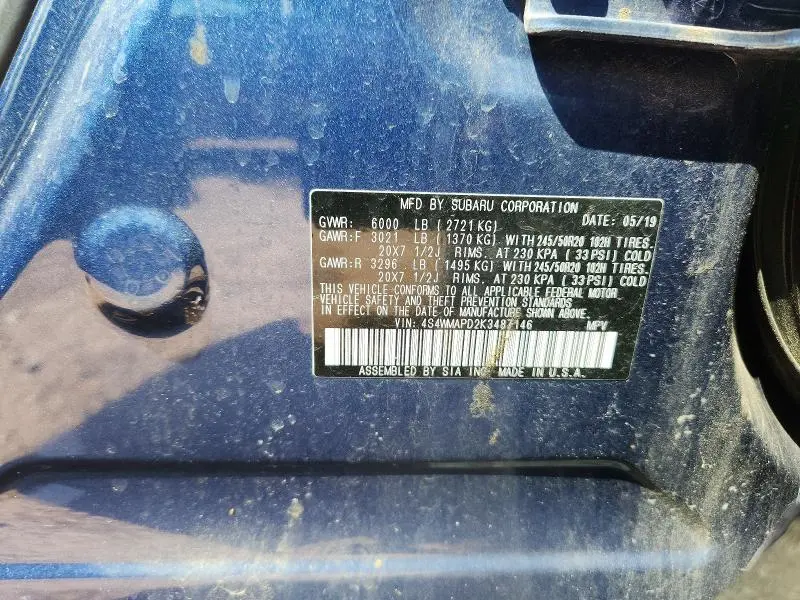 2019 SUBARU ASCENT LIMITED  