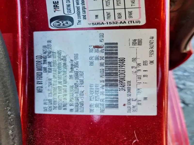 2012 FORD FUSION SPORT  