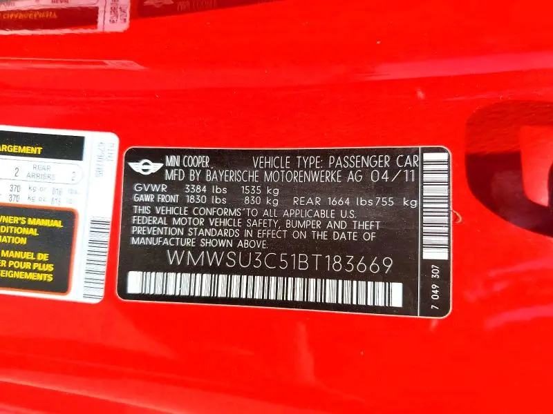 2011 MINI COOPER BASE  