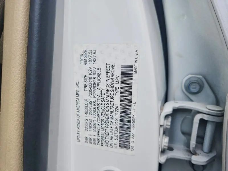 2016 ACURA RDX   