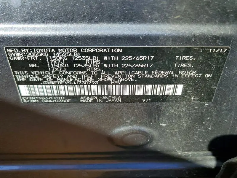 2018 TOYOTA RAV4 XLE  