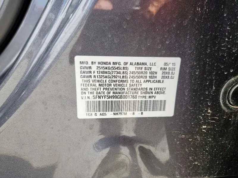 2016 HONDA PILOT TOURING  