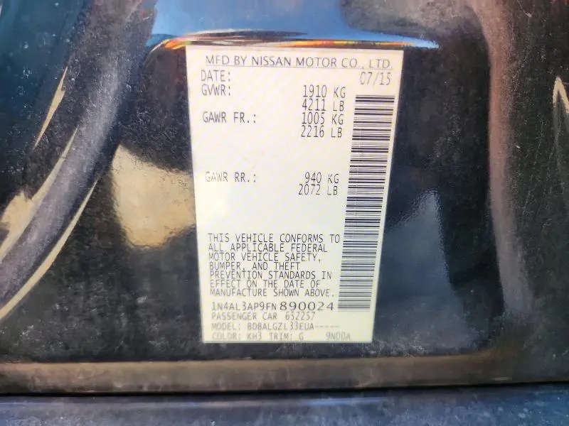 2015 NISSAN ALTIMA 2.5  