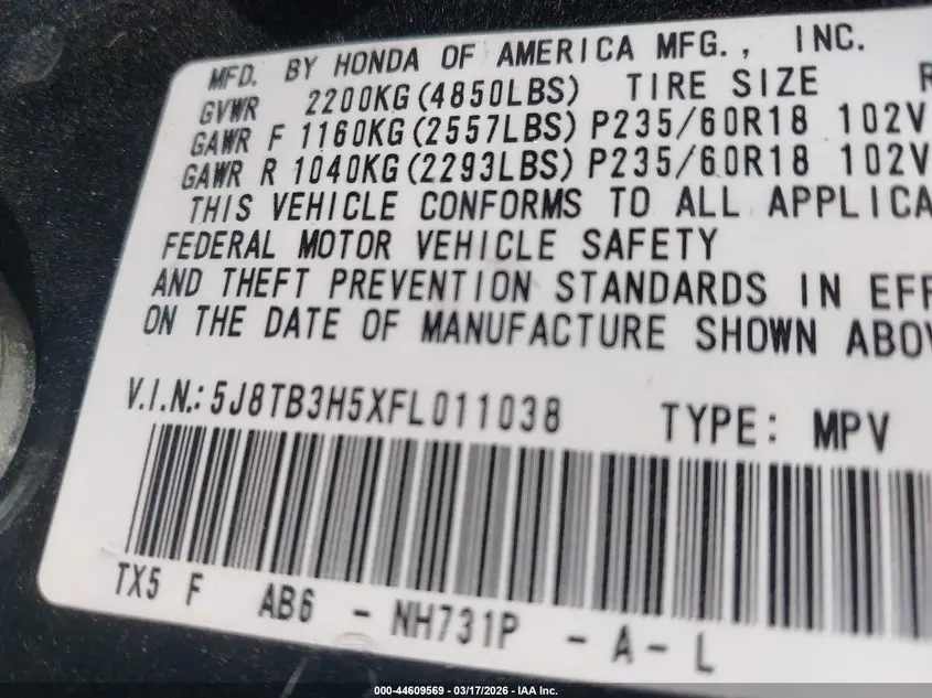 2015 ACURA RDX  