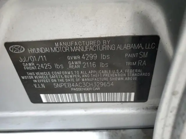 2012 HYUNDAI SONATA GLS  