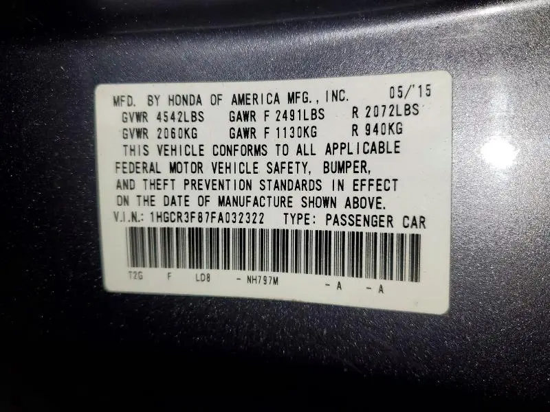 2015 HONDA ACCORD EXL  