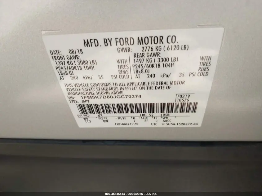 2018 FORD EXPLORER XLT