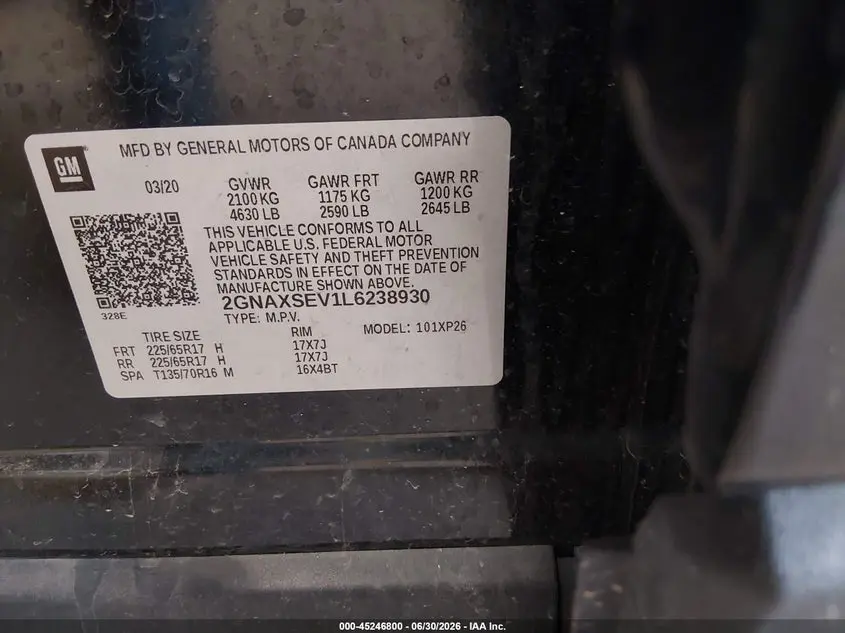 2020 CHEVROLET EQUINOX AWD LS