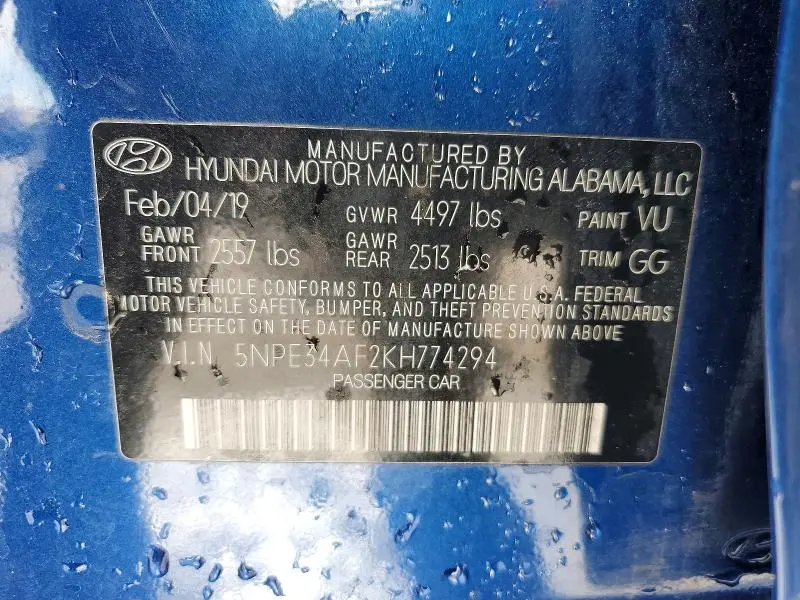 2019 HYUNDAI SONATA LIMITED  