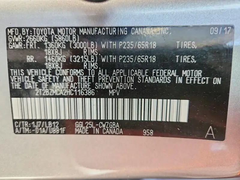 2017 LEXUS RX 350 BASE  