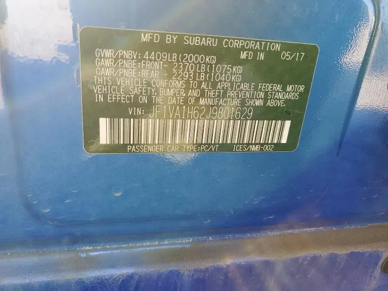 2018 SUBARU WRX LIMITED  