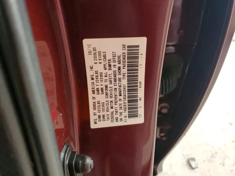 2013 HONDA ACCORD LX  