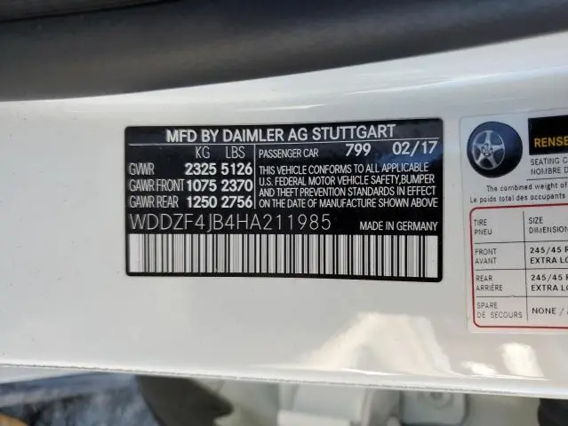 2017 MERCEDES-BENZ E 300  