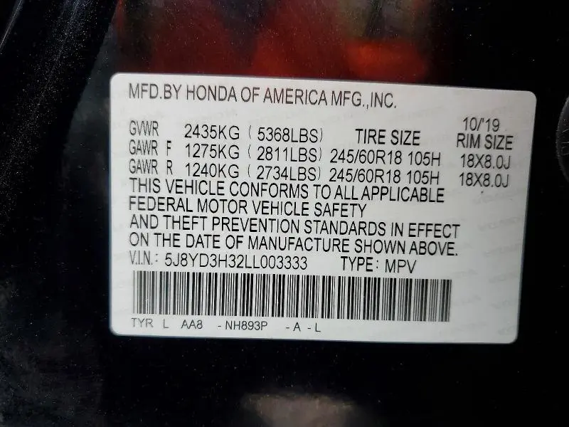 2020 ACURA MDX   