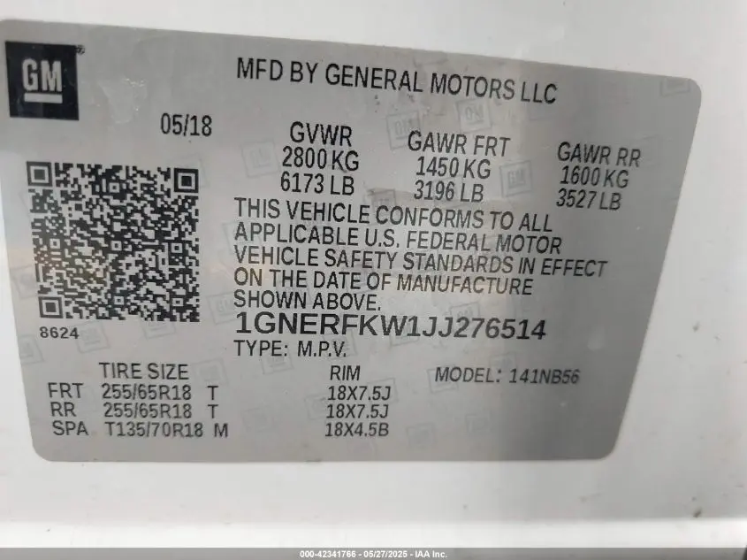 2018 CHEVROLET TRAVERSE LS