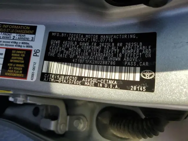 2017 TOYOTA CAMRY LE  