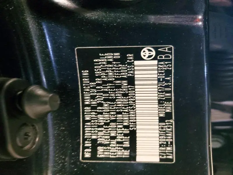 2018 TOYOTA COROLLA L  